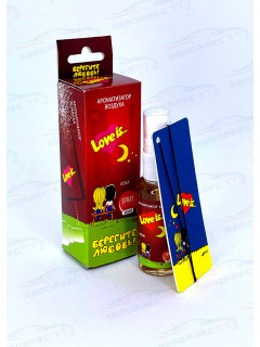 Ароматизатор Contra-Aroma SL30-01 на зеркало картон + спрей 30 мл. Love is (Cola)