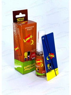 Ароматизатор Contra-Aroma SL30-05 на зеркало картон + спрей 30 мл. Love is (Шоколадная эйфория)