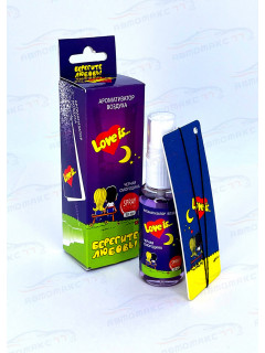 Ароматизатор Contra-Aroma SL30-10 на зеркало картон + спрей 30 мл. Love is (Черная смородина)